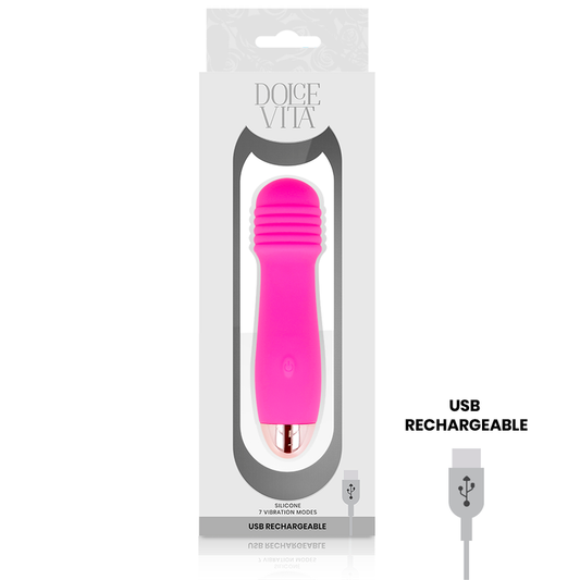 Dolce Vita Rechargeable Vibrator Three Pink 7 Speeds - UABDSM