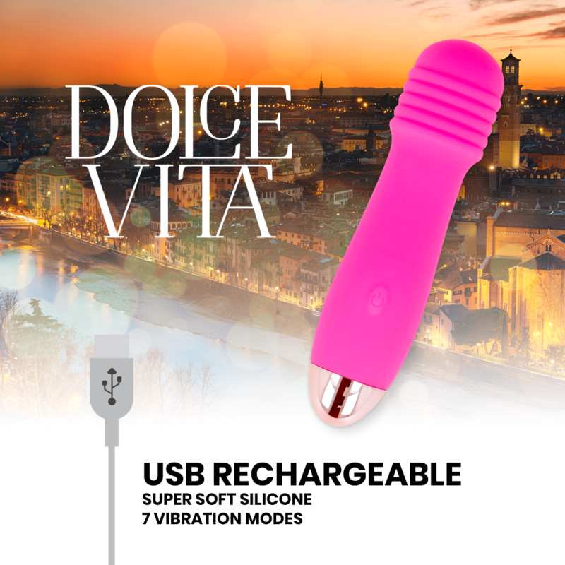 Dolce Vita Rechargeable Vibrator Three Pink 7 Speeds - UABDSM