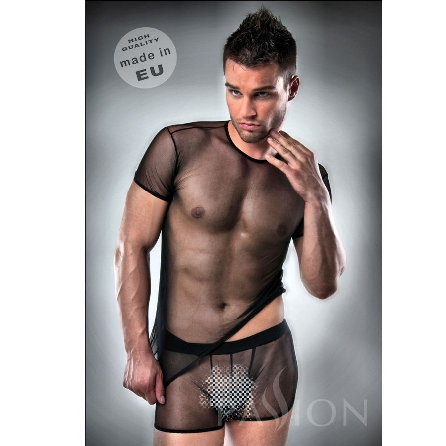 Komplet Passion Men Lingerie Black Clear Top + Tshirt S/m - UABDSM