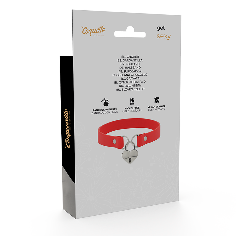 Coquette Chic Desire Hand Crafted Choker Keys Heart - Red - UABDSM