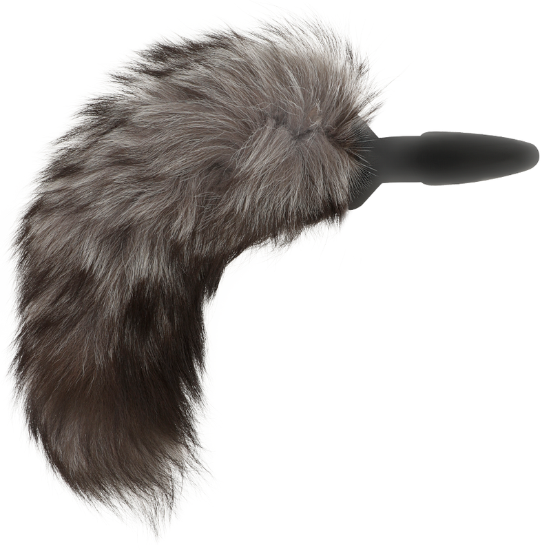 Ohmama Silver Butt Plug 12 Cm And Black Tail - UABDSM