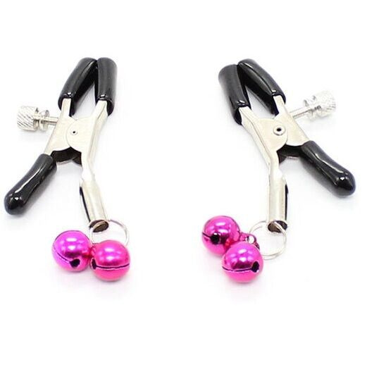 Ohmama Fetish Double Bells Nipple Clamps - Pink - UABDSM