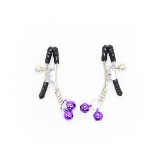 Ohmama Fetish Double Bells Nipple Clamps - Purple - UABDSM