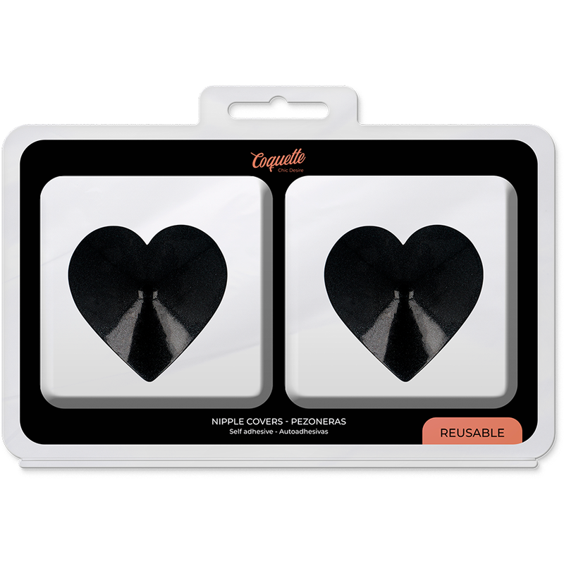 Coquette Chic Desire Nipple Covers - Black Hearts - UABDSM