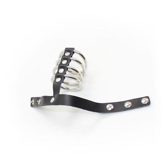 Ohmama Fetish Snap Fastener Leather Strap Metal Cock Ring - UABDSM