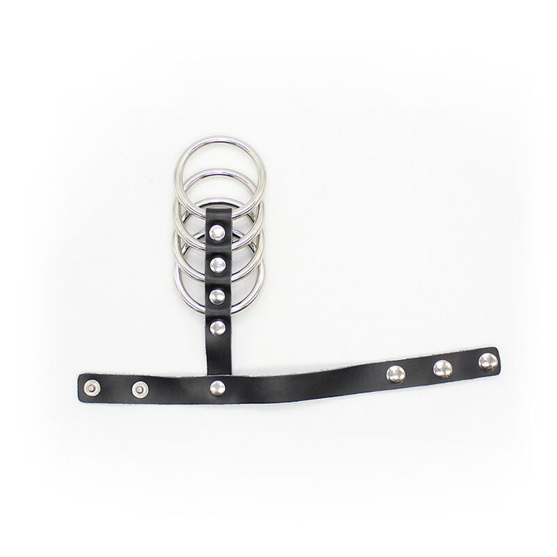Ohmama Fetish Snap Fastener Leather Strap Metal Cock Ring - UABDSM