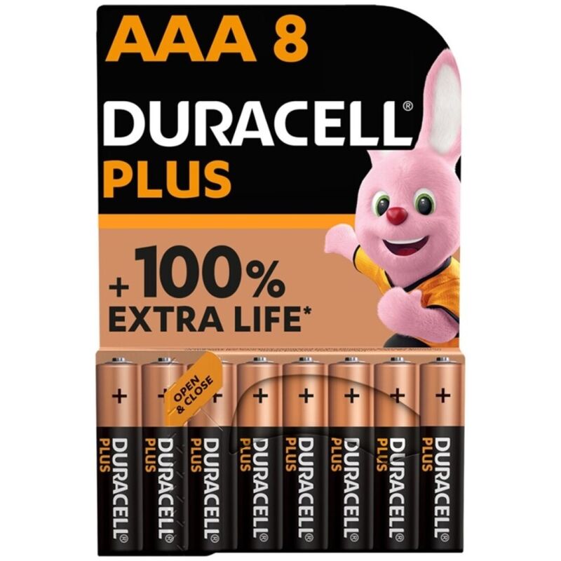 Duracell Plus Power 100 Alkaline Battery Aaa Lr03 8 Unit - UABDSM