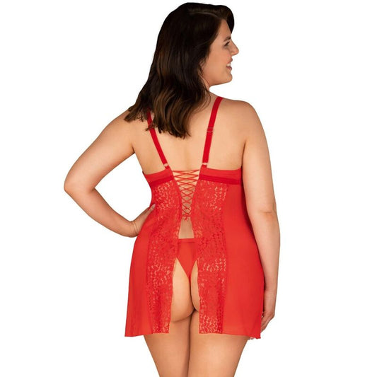 Obsessive - Blossmina Chemise And Thong 6xl/7xl - UABDSM