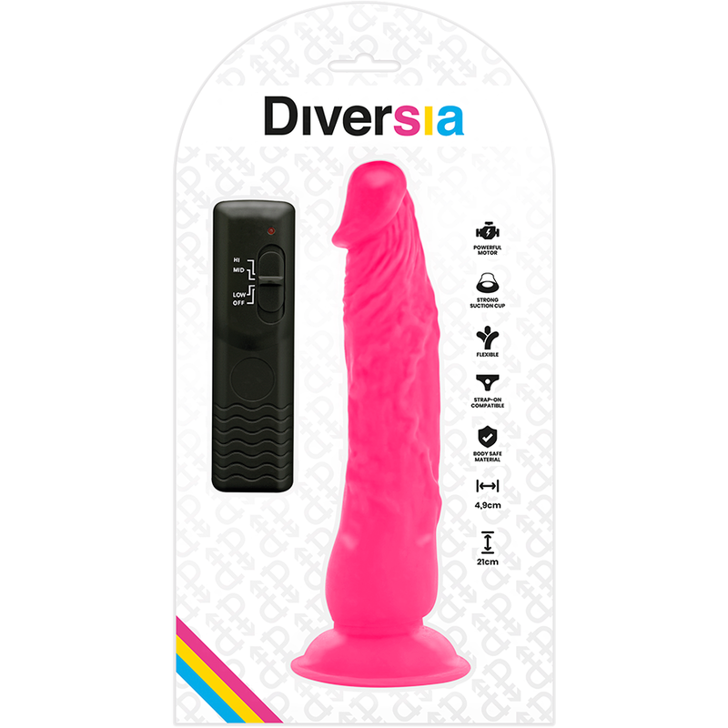 Diversia Flexible Vibrating Dildo 21 Cm - Pink - UABDSM