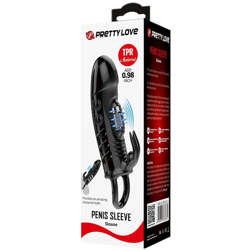 Pretty Love Sloane Penis Sleeve Rabbit Black - UABDSM