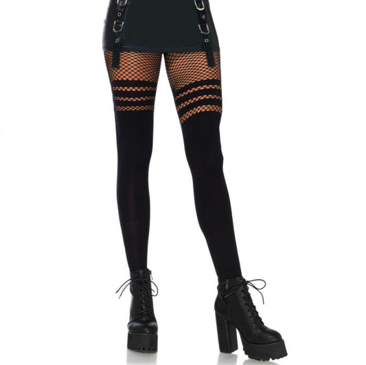 Leg Avenue Pantyhouse Wit Fisnhet Stripes Leg Avenue Pantyhouse Wit Fisnhet Stripes - UABDSM