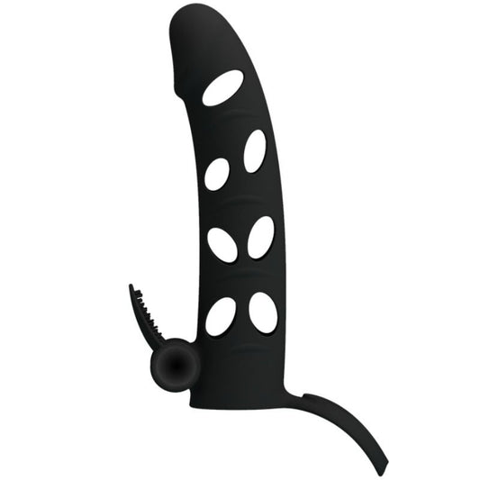 Pretty Love Vibrating Silicone Penis Sleeve With Ball Straps 15.2 Cm - UABDSM