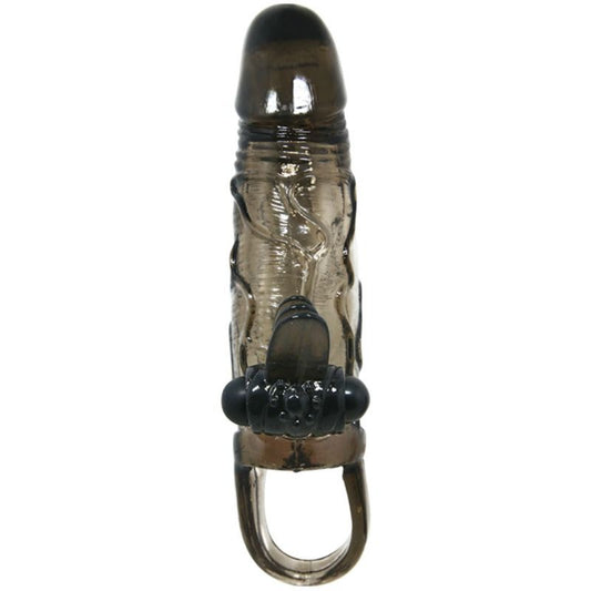 Brave Man Penis Cover With Clit And Anal Stimulation Double Bullet Black 16.5 Cm - UABDSM