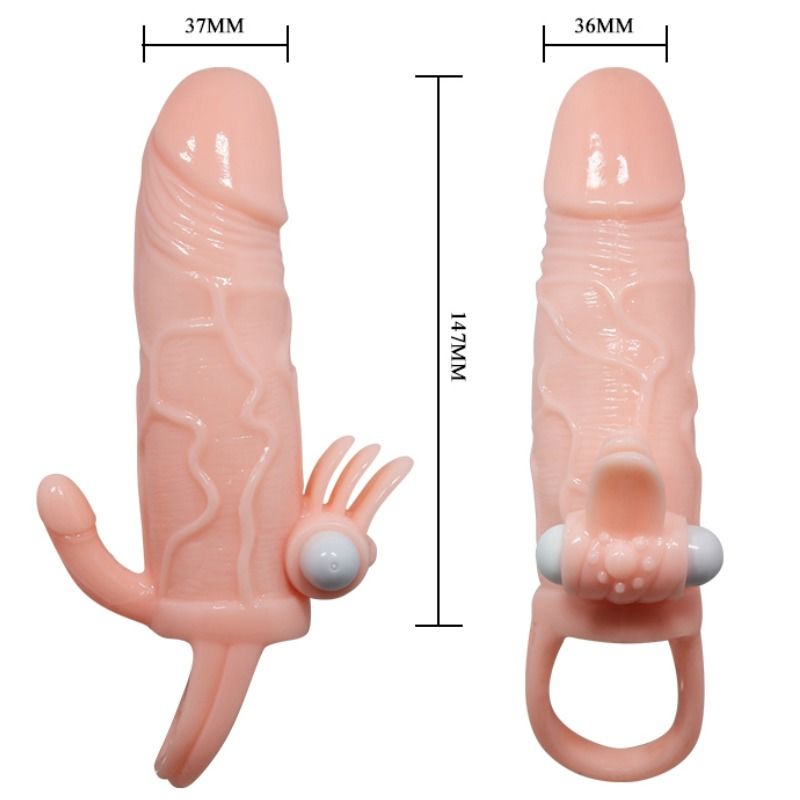 Brave Man Penis Cover With Clit And Anal Stimulation Flesh 16.5 Cm - UABDSM