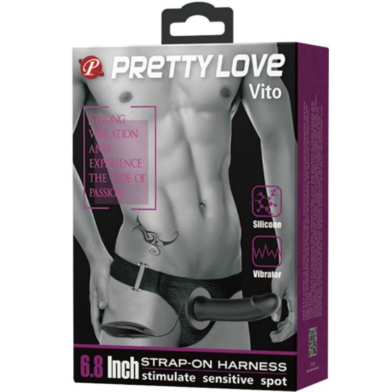 Pretty Love Male - Vito Strap On Hollow Dildo And Vibration 17.3 Cm - UABDSM