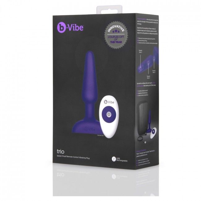 B-vibe Trio Remote Control Plug Purple - UABDSM
