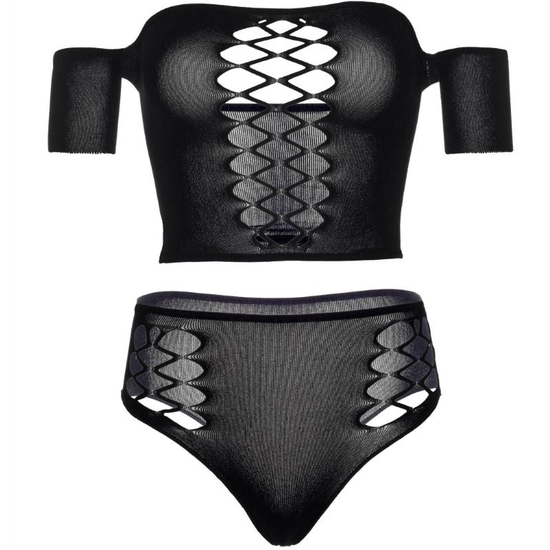 Leg Avenue 2 Pieces Set Opaque Crop Top And Thong One Size - UABDSM