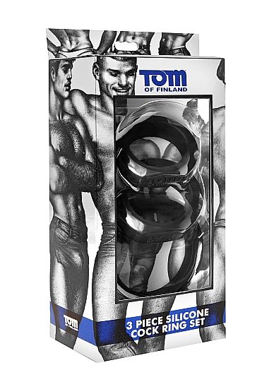 Tom Of Finland 3 Piece Silicone Cock Ring Set - UABDSM