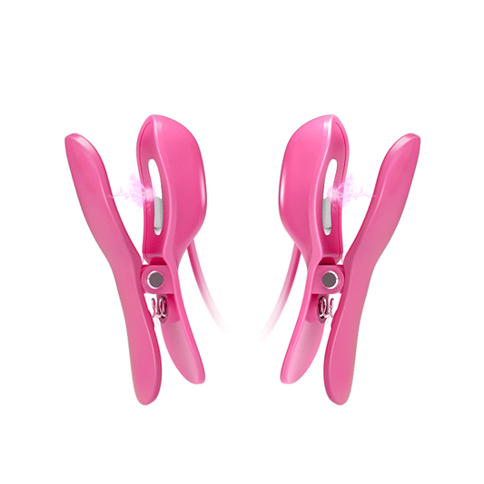 Romantic Wave Vibrating And Eletric Shock Nipple Clamps Fuchsia - UABDSM