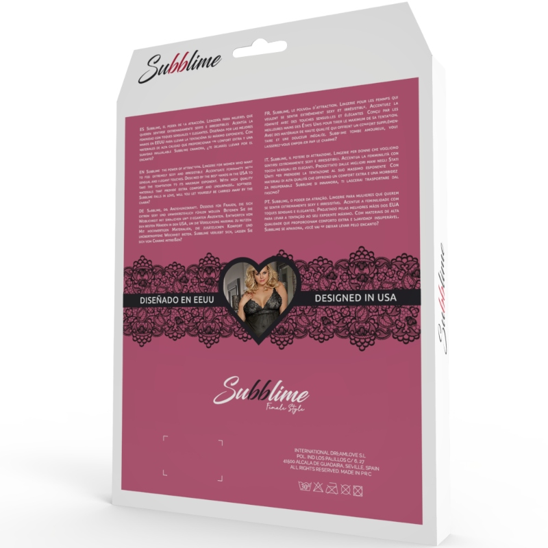 Subblime Queen Plus Chemise-garter Belt With Pink Bows - UABDSM