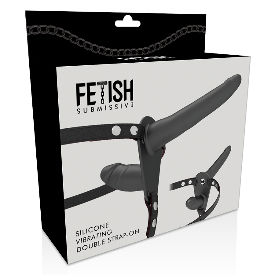 Fetish Submissive Double Strap Vibrator Strap-on Black - UABDSM