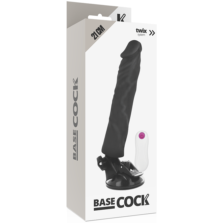 Basecock Realistic Vibrator Remote Control Black 21 Cm - UABDSM
