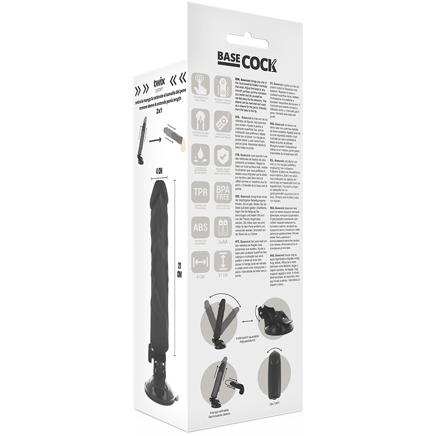 Basecock Realistic Vibrator Remote Control Black 21cm - UABDSM
