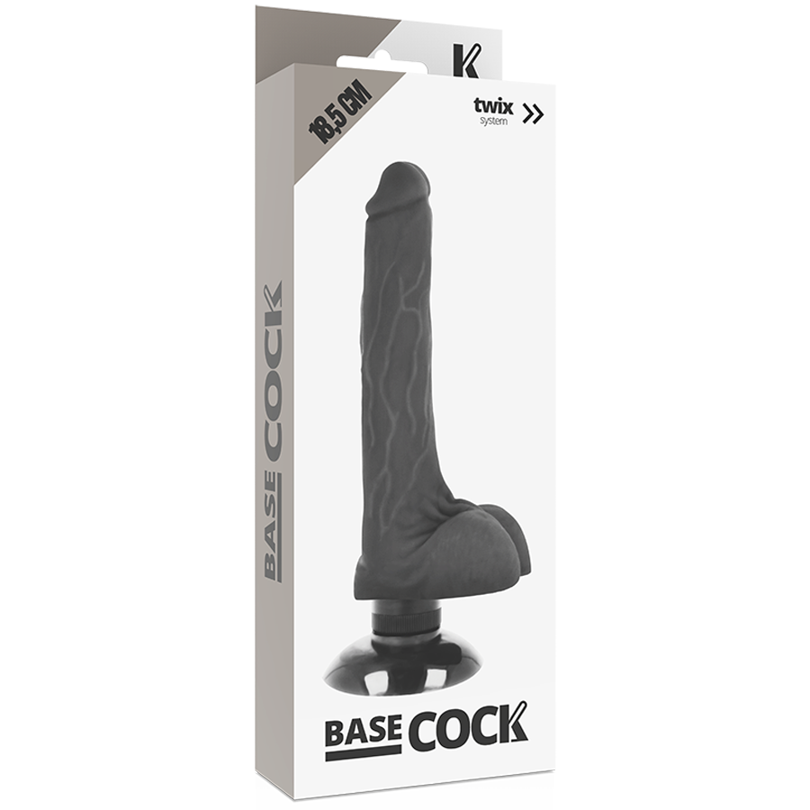 Basecock Realistic Vibrator 2-1 Black 18.5cm - UABDSM
