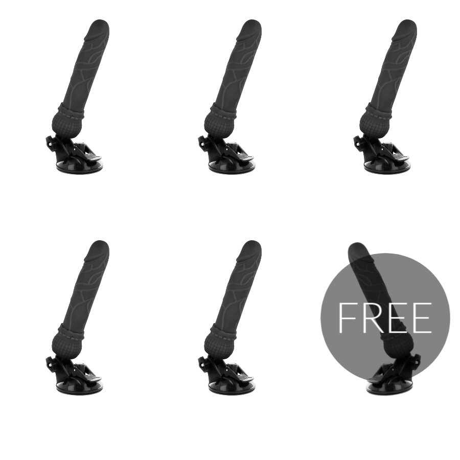 Basecock Realistic Vibrator Remote Control Black 19.5 Cm 5+1 Free - UABDSM