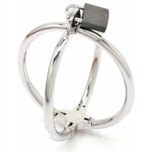 Metal Hard Criss Cross Hand Restraint - Stainless Steel Metal Hard Criss Cross Hand Restraint - Stainless Steel - UABDSM