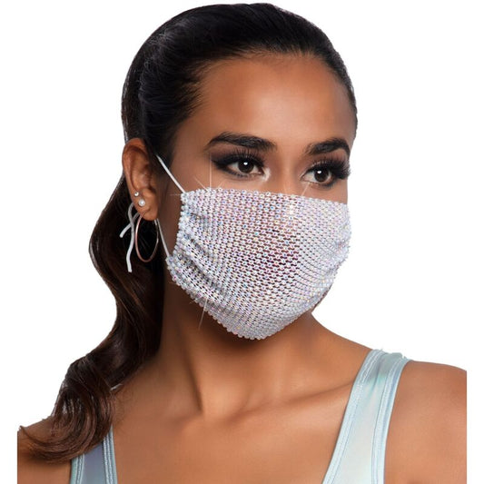 Leg Avenue Harlow Rhinest Face Mask - White Leg Avenue Harlow Rhinest Face Mask - White - UABDSM