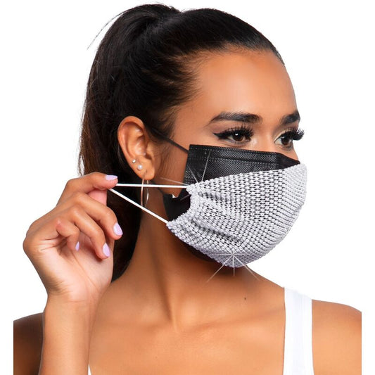 Leg Avenue Harlow Rhinest Face Mask - White - UABDSM