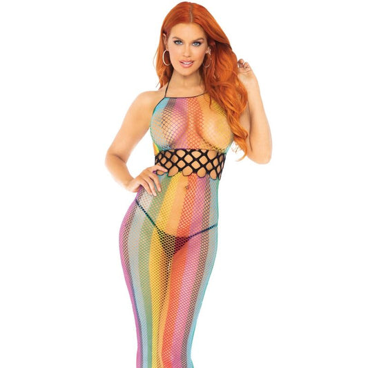 Leg Avenue Long Halter Net Dress One Size - Rainbow Leg Avenue Long Halter Net Dress One Size - Rainbow - UABDSM