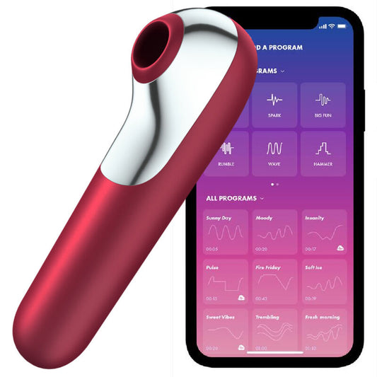 Satisfyer Dual Love Vibrator And Suctioner With Pulsed Air Red Satisfyer Dual Love Vibrator And Suctioner With Pulsed Air Red - UABDSM