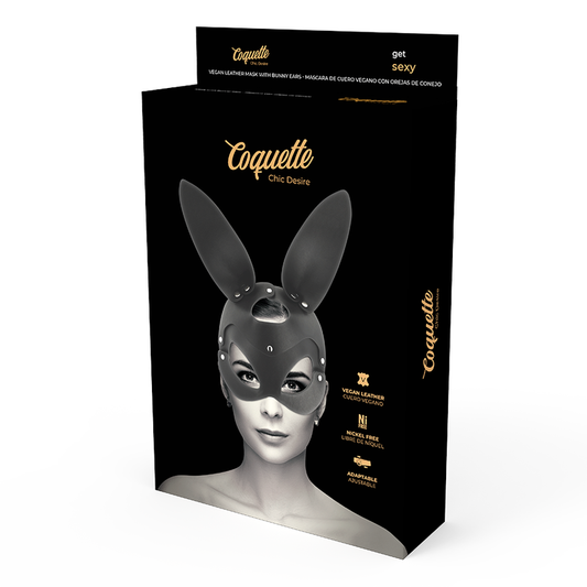 Coquette Chic Desire Vegan Leather Mask With Bunny Ears - UABDSM
