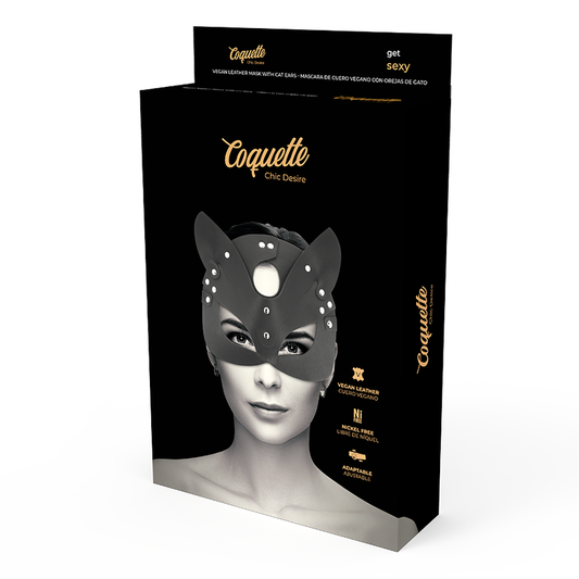 Coquette Chic Desire Vegan Leather Mask With Cat Ears - UABDSM