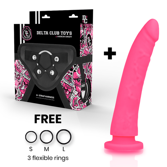 Delta Club Toys Harness + Dong Pink Silicone 20 X 4cm - UABDSM