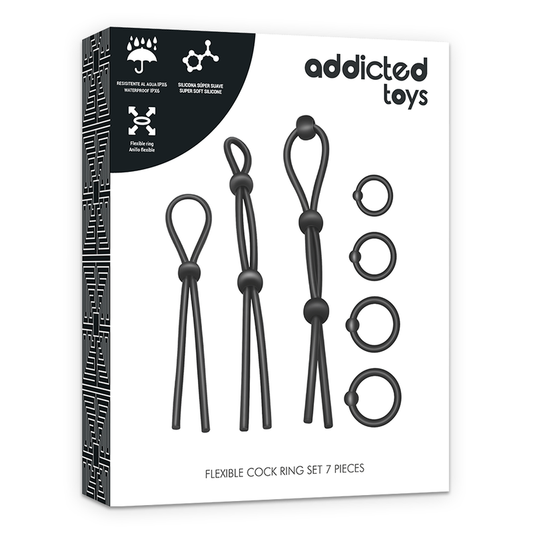 Addicted Toys Flexible Silicone Cock Ring Set 7 Pieces - UABDSM