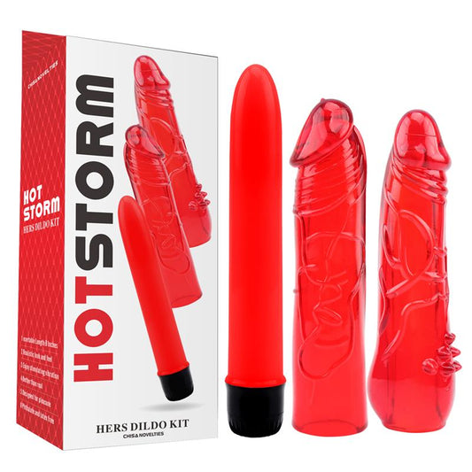 Kit Dildo and Vibe Hers Dildo Kit Red Kit Dildo and Vibe Hers Dildo Kit Red - UABDSM