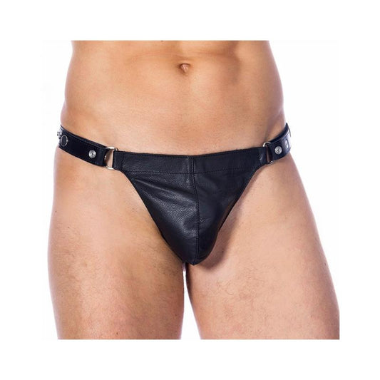 Leather G-string Adjustable Black Leather G-string Adjustable Black - UABDSM