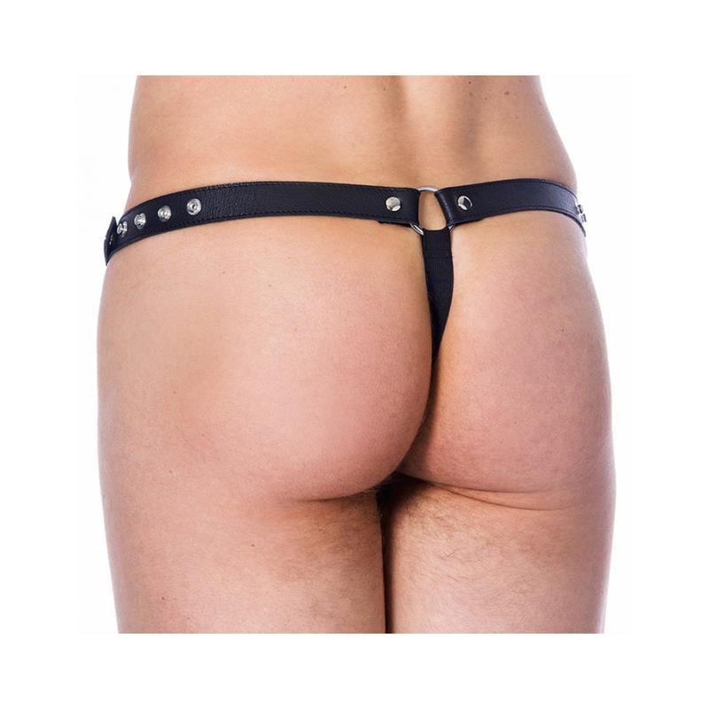 Leather G-string Adjustable Black - UABDSM