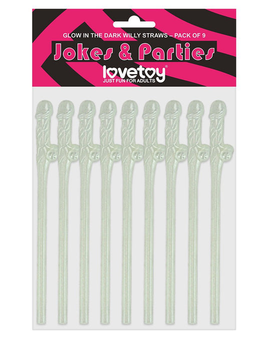 Love Toy - Glow In The Dark Willy Straws - Pack Of 9 Love Toy - Glow In The Dark Willy Straws - Pack Of 9 - UABDSM