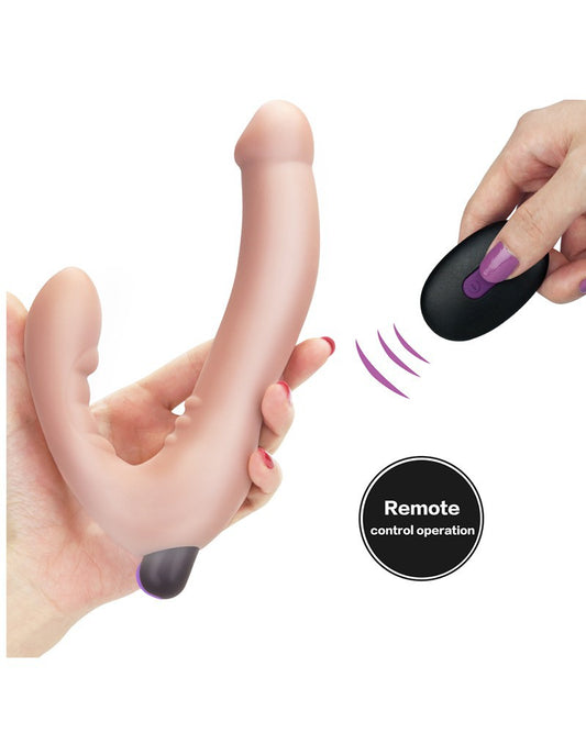 Love Toy - IJoy - Vibrating Double Dildo With Remote Control - Nude - UABDSM