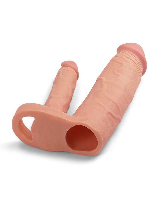 Love Toy - Pleasure X Tender Double Penis Sleeve + 5 Cm - Nude - UABDSM