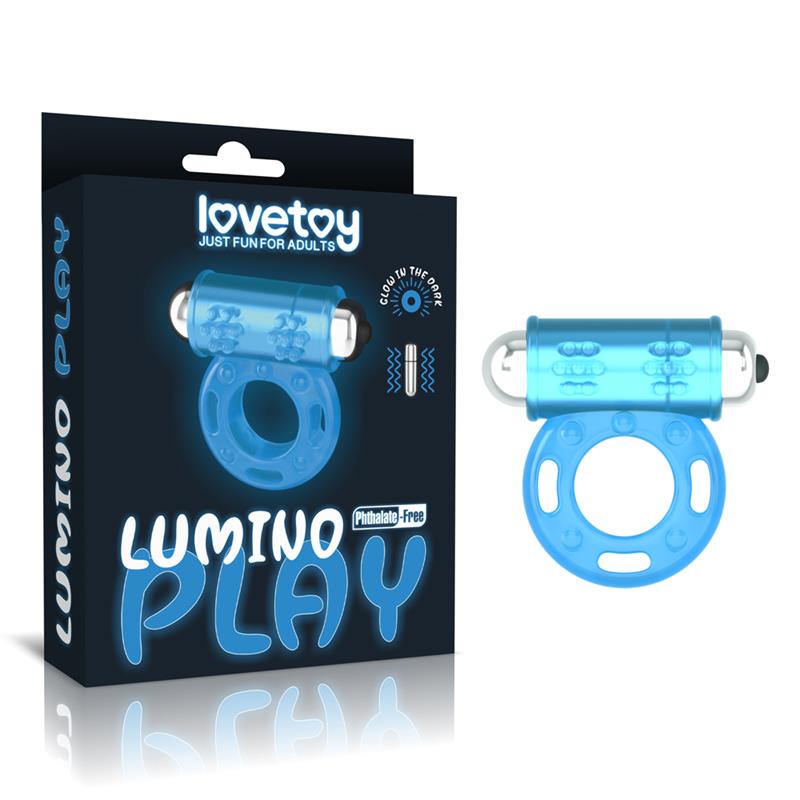 Lumino Play Vibrating Penis Ring Blue Light - UABDSM