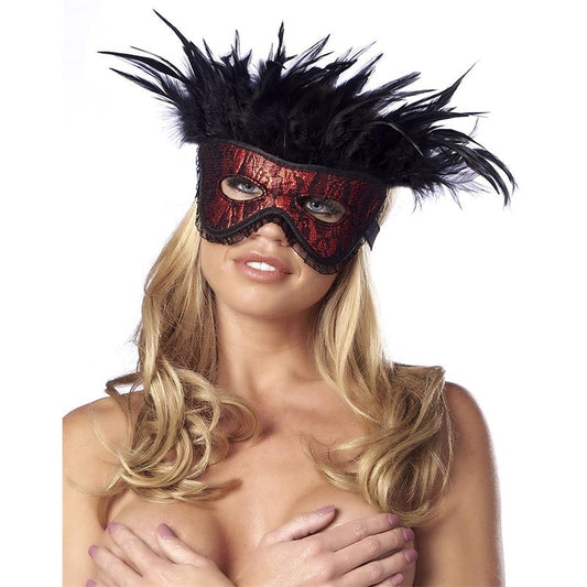 Luxury Mask with Feathers Red Luxury Mask with Feathers Red - UABDSM