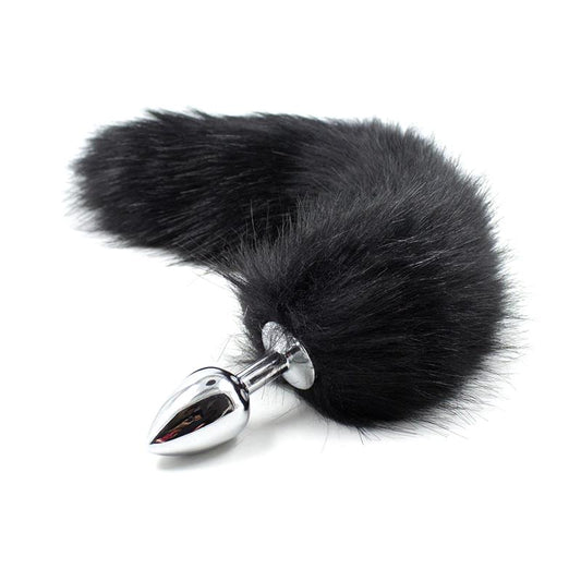 Metal Butt Plug 7 cm with Tail Velvet Touch 40 cm Black Metal Butt Plug 7 cm with Tail Velvet Touch 40 cm Black - UABDSM