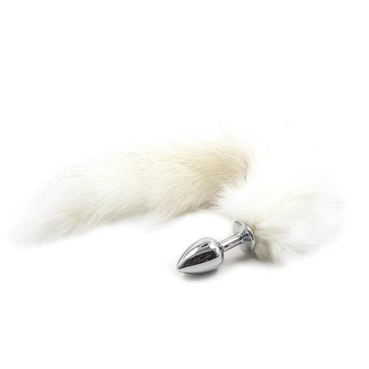 Metal Butt Plug 7 cm with Tail Velvet Touch 40 cm White Metal Butt Plug 7 cm with Tail Velvet Touch 40 cm White - UABDSM