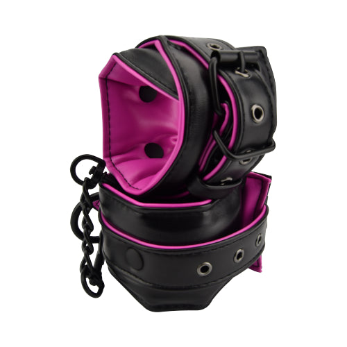 Bound to Please Pink & Black Ankle Cuffs - UABDSM