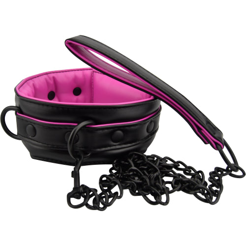 Bound to Please Pink & Black Bondage Collar & Leash - UABDSM